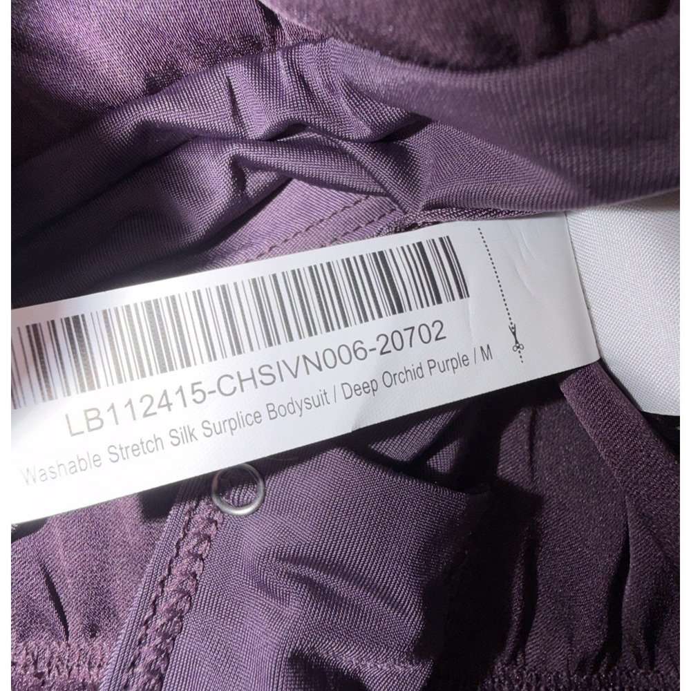 Quince Washable Stretch Silk Surplice Bodysuit Size M Deep Orchid Purple EUC - Picture 6 of 7